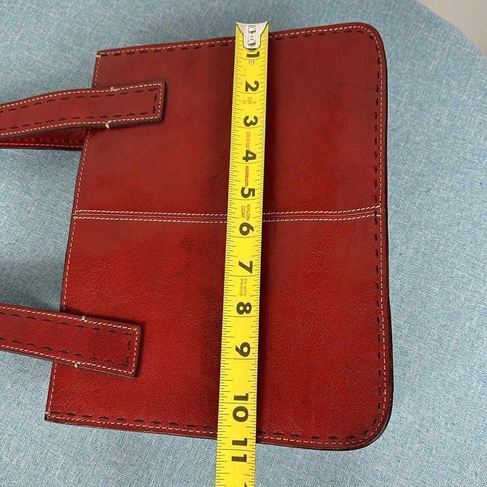 Fossil Vintage Red Leather Contrast Stitch Shoulder Bag - Picture 8 of 9